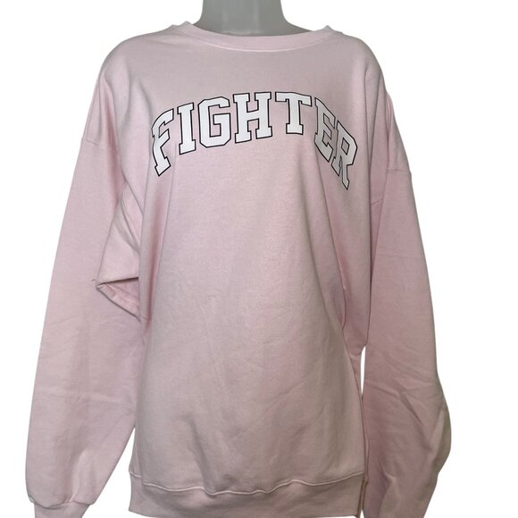 Hanes Pink “Fighter” Sweatshirt XL – Breast Cancer Awareness Support - Picture 7 of 7